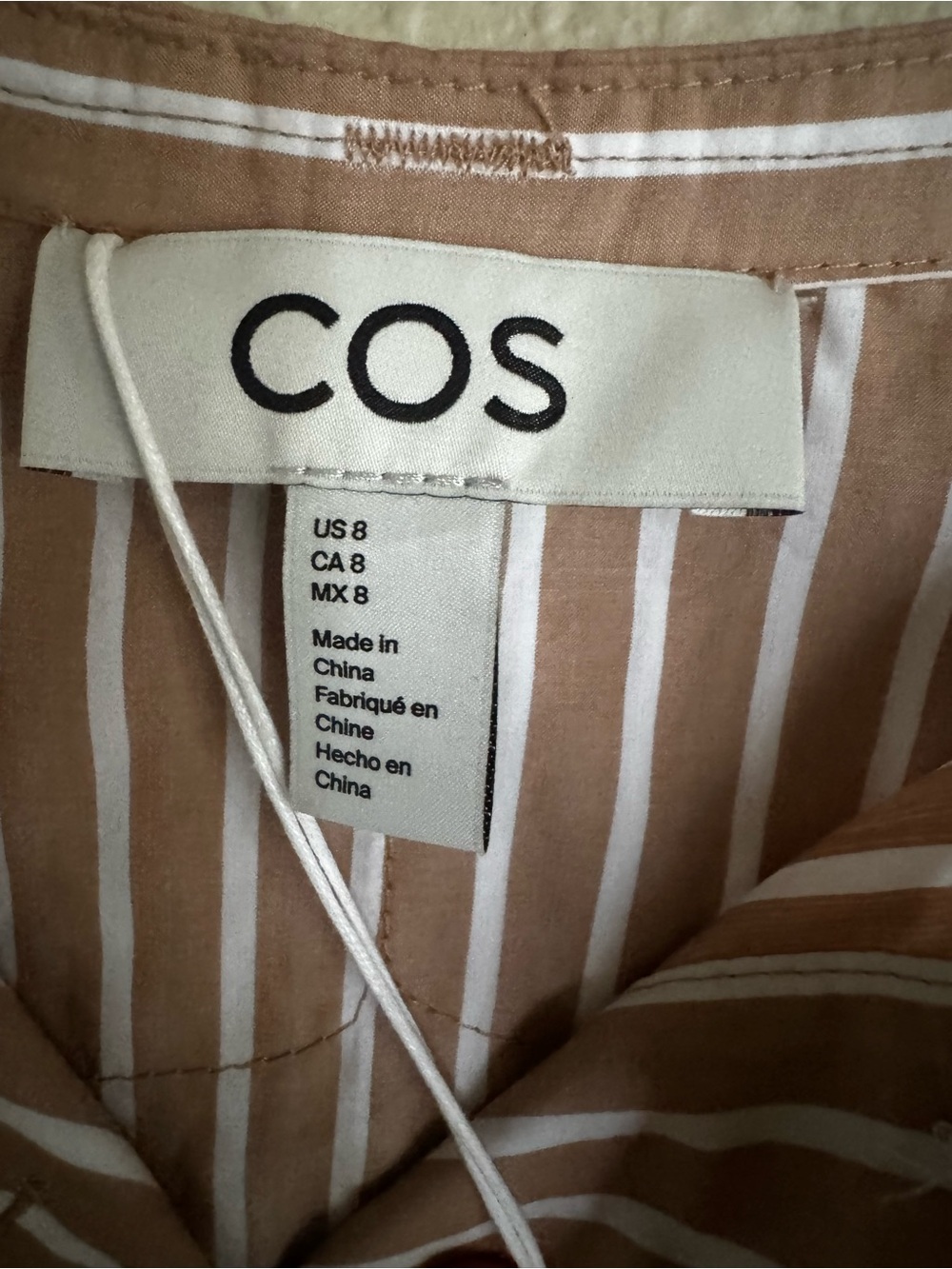 COS Beige and White Striped Midi Dress - Picture 3 of 5